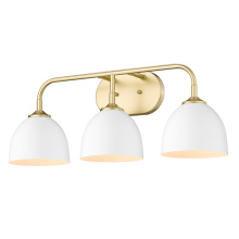 Golden 6956-BA3 OG-WHT - Yep by Golden Lighting Zoey 3-light Vanity in Olympic Gold and Matte White shade